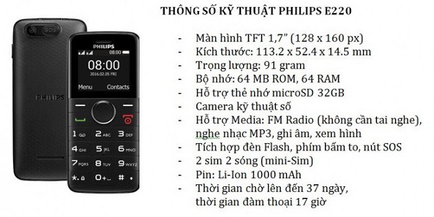 tính năng philips e220