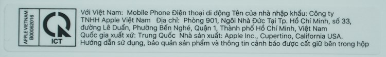 Tem ICT có trên các sản phẩm iPhone chính hãng VN/A