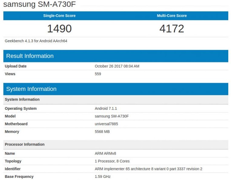 Galaxy A7 2018 sẽ có cấu hình khủng, RAM lên tới 6GB