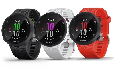 Với 3 màu : Đen, Trắng, Đỏ trên đồng hồ thông minh Garmin Forerunner 45