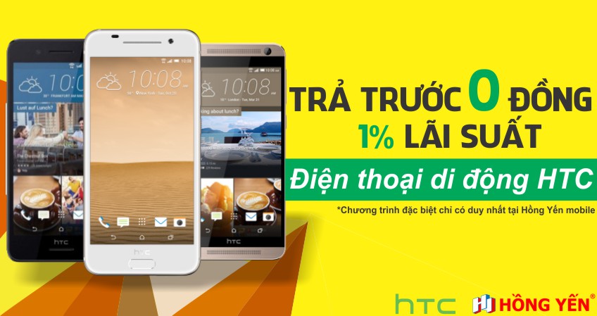 mua điện thoại htc trả trước 0 đồng 1% lãi suất