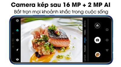 Camera kép sau 16MP + 2MP bắt trong mọi khoảnh khắc.