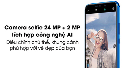 Camera kép selfie 24MP + 2MP tích hợp công nghệ AI