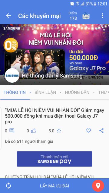 Cách thức lẫy mã ưu đãi Samsung Glaxy J7 Pro trong chương trình Mùa Lễ Hội Niềm Vui Nhân Đôi