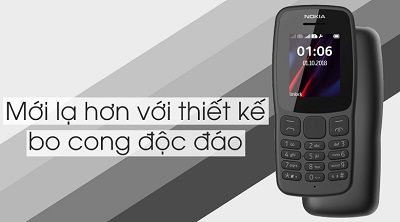 Điện thoại Nokia 106 2018 mang cảm giác cầm nắm tốt và dễ chịu