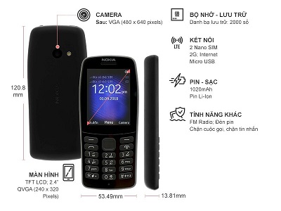 Tổng quan thiết kế của điện thoại Nokia 210