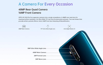 Cụm camera cùng tính năng hỗ trợ được nâng cấp trên điện thoại Oppo A9 2020