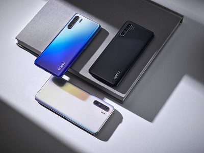 Oppo Reno 3 sở hữu ba phiên bản màu tuyệt đẹp là Auroral Blue, Sky White và Midnight Black.