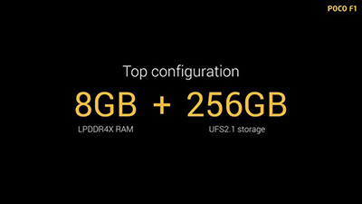 LPDDR4X RAM 8GB + UFS2.1 Storage 256GB.