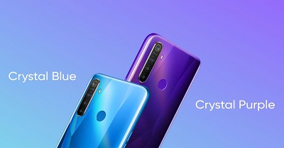 Với 2 màu sắc : Crystal Blue và Crystal Purple trên điện thoại Realme 5