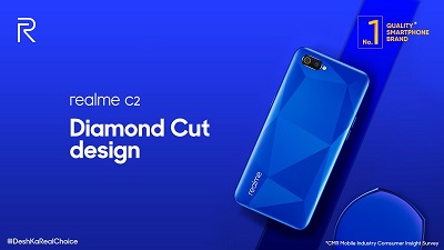 Kiểu dáng thiết kế mới Diamond Cut Design trên điện thoại Realme C2