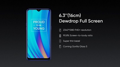 Màn hình Realme C2 sở hữu một không gian hiển thị lớn