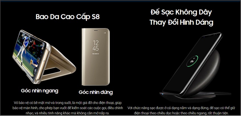 Bao da cao cấp cho Samsung galaxy s8 và đế sạc không dây