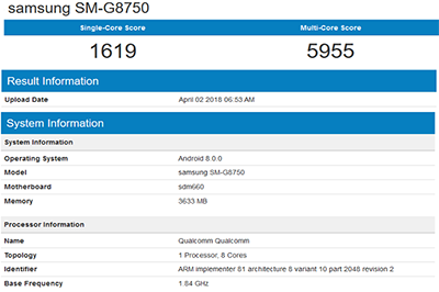 Hình ảnh thông tin được cho là Samsung Galaxy S9 Mini xuất hiện trên GeekBench.