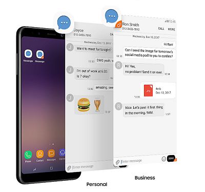 Với tính năng tách biệt tin nhắn của Samsung Galaxy A8 2018