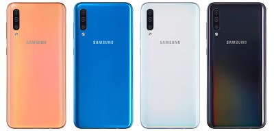 Với 4 màu sắc trên điện thoại Samsung Galaxy A50 : Đen, Xanh, Trắng và Hồng